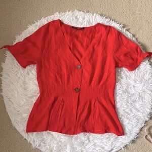 One Clothing Linen Style Button Down Blouse